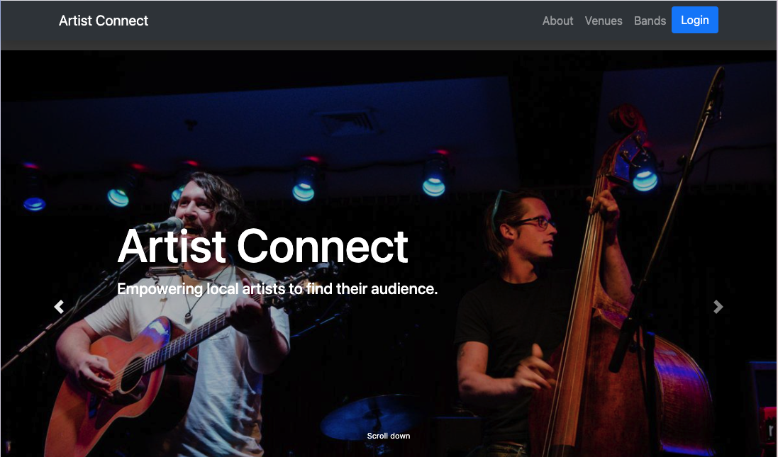 artist connect webpage